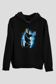 Anubis Baskılı Unisex Siyah Hoodie