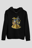 Anubis Baskılı Unisex Siyah Hoodie