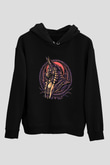 Anubis Baskılı Unisex Siyah Hoodie