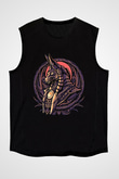 Anubis Baskılı Unisex Siyah Kolsuz Tişört - Tshirt