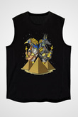 Anubis Baskılı Unisex Siyah Kolsuz Tişört - Tshirt