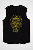 Anubis Baskılı Unisex Siyah Kolsuz Tişört - Tshirt