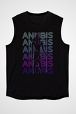 Anubis Baskılı Unisex Siyah Kolsuz Tişört - Tshirt