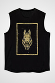 Anubis Baskılı Unisex Siyah Kolsuz Tişört - Tshirt
