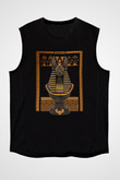 Anubis Baskılı Unisex Siyah Kolsuz Tişört - Tshirt