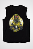 Anubis Baskılı Unisex Siyah Kolsuz Tişört - Tshirt
