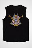 Anubis Baskılı Unisex Siyah Kolsuz Tişört - Tshirt