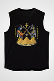 Anubis Baskılı Unisex Siyah Kolsuz Tişört - Tshirt