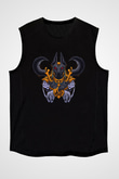 Anubis Baskılı Unisex Siyah Kolsuz Tişört - Tshirt