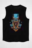 Anubis Baskılı Unisex Siyah Kolsuz Tişört - Tshirt