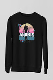 Anubis Baskılı Unisex Siyah Sweatshirt