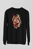 Anubis Baskılı Unisex Siyah Sweatshirt