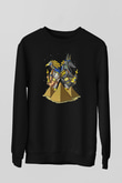 Anubis Baskılı Unisex Siyah Sweatshirt