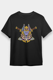Anubis Baskılı Unisex Siyah Tişört - Tshirt
