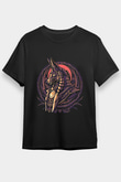 Anubis Baskılı Unisex Siyah Tişört - Tshirt