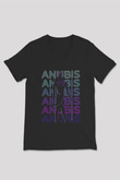 Anubis Baskılı Unisex Siyah V Yaka Tişört - Tshirt