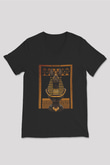 Anubis Baskılı Unisex Siyah V Yaka Tişört - Tshirt