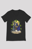 Anubis Baskılı Unisex Siyah V Yaka Tişört - Tshirt