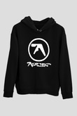 Aphex Twin Baskılı Unisex Siyah Kapüşonlu Sweatshirt