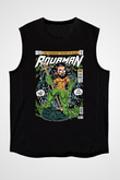 Aquaman Baskılı Unisex Siyah Kolsuz Tişört