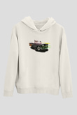 Araba Süren Kedi Şöför Beyaz  Unisex Hoodie