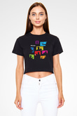 Archer Siyah  Crop Top Tişört