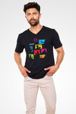 Archer Siyah Unisex V Yaka Tişört