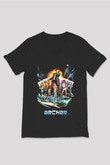 Archer Siyah Unisex V Yaka Tişört T-Shirt