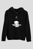 Archive Baskılı Unisex Siyah Kapüşonlu Sweatshirt
