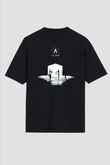 Archive Baskılı Unisex Siyah Oversize Tişört - Tshirt