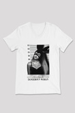 Ariana Grande Beyaz Unisex V Yaka Tişört T-Shirt