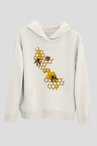 Arıcı Beyaz Unisex Kapüşonlu Sweatshirt