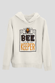 Arıcı Beyaz Unisex Kapüşonlu Sweatshirt