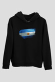 Arjantin - Argentina Bayrağı Baskılı Unisex Siyah Hoodie