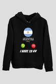 Arjantin Siyah Unisex Hoodie