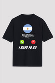 Arjantin Siyah Unisex Tişört T-Shirt - TişörtFabrikası