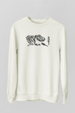 Arkeoloji Dinazor Baskılı Unisex Beyaz Sweatshirt