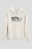 Arkeoloji Dinazor Baskılı Unisex Beyaz Hoodie