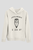 Arkeoloji Kazı Baskılı Unisex Beyaz Hoodie