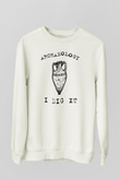 Arkeoloji Kazı Baskılı Unisex Beyaz Sweatshirt