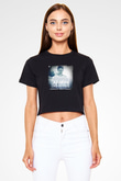 Armin Van Buuren Baskılı Crop Top Siyah Kadın Tişört
