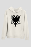 Arnavutluk Beyaz Unisex Kapşonlu Sweatshirt