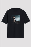 Arnold Schwarzenegger Baskılı Unisex Siyah Oversize Tişört