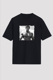 Arnold Schwarzenegger Baskılı Unisex Siyah Oversize Tişört