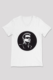 Arnold Schwarzenegger Beyaz Unisex V Yaka Tişört