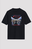 Artillery Baskılı Unisex Siyah Oversize Tişört