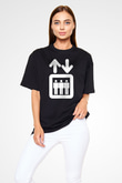 Asansörcü Siyah Unisex Oversize Tişört T-Shirt