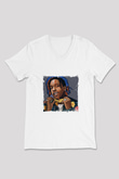 ASAP Mob Baskılı Beyaz V Yaka Unisex Tişört
