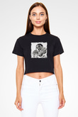 ASAP Mob Baskılı Crop Top Siyah Kadın Tişört