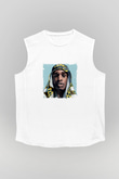 ASAP Mob Baskılı Unisex Beyaz Kolsuz Tişört